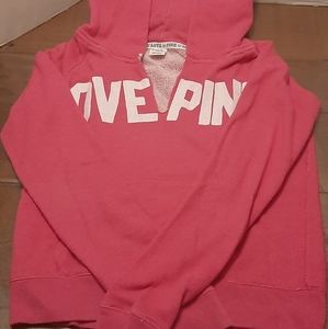 PINK Victoria's Secret Hot pink V neck hoodie